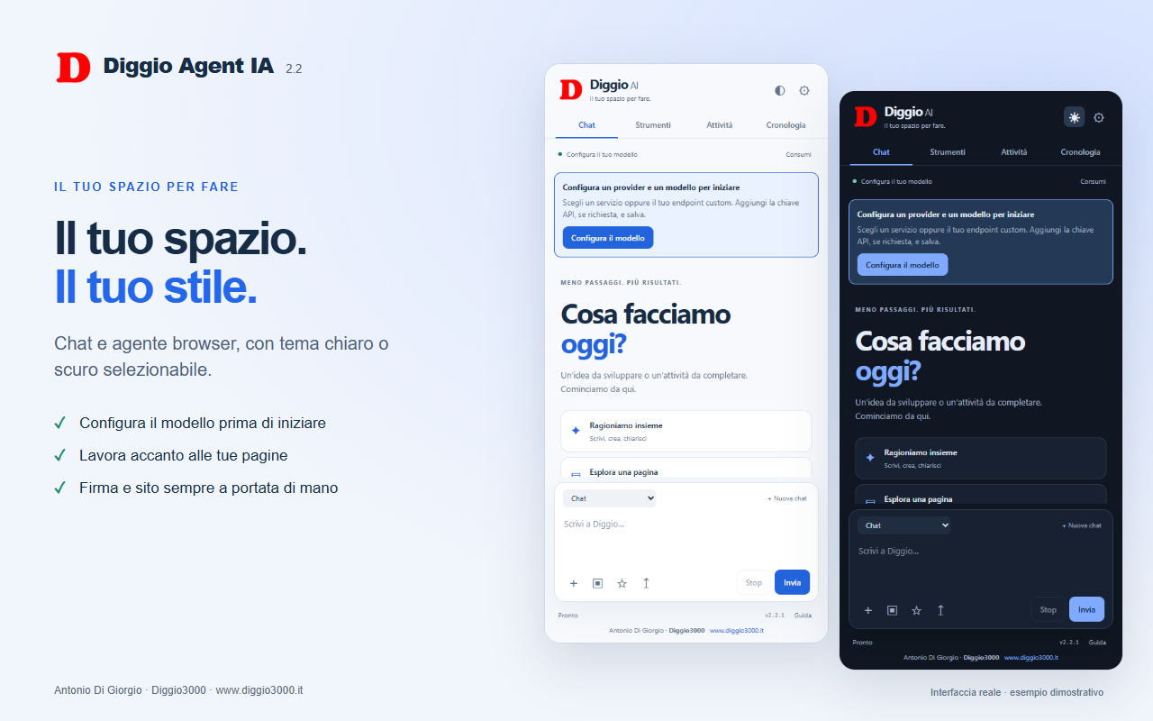 Tema chiaro e scuro e configurazione iniziale — immagine ufficiale Chrome Web Store