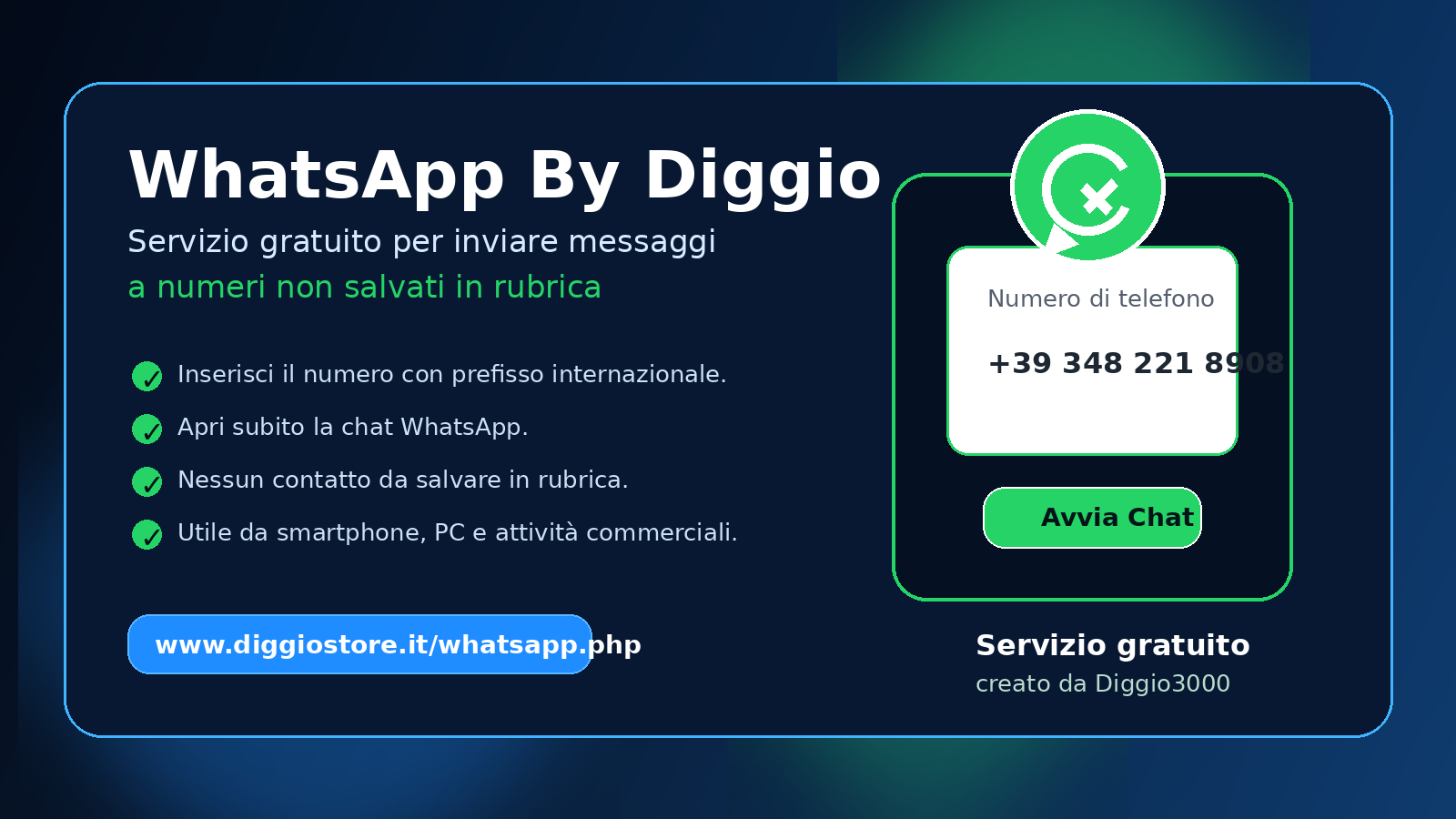 WhatsApp By Diggio servizio gratuito