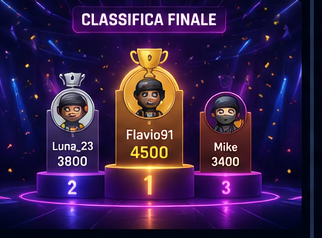 Podio finale Diggio Quiz con i primi tre classificati