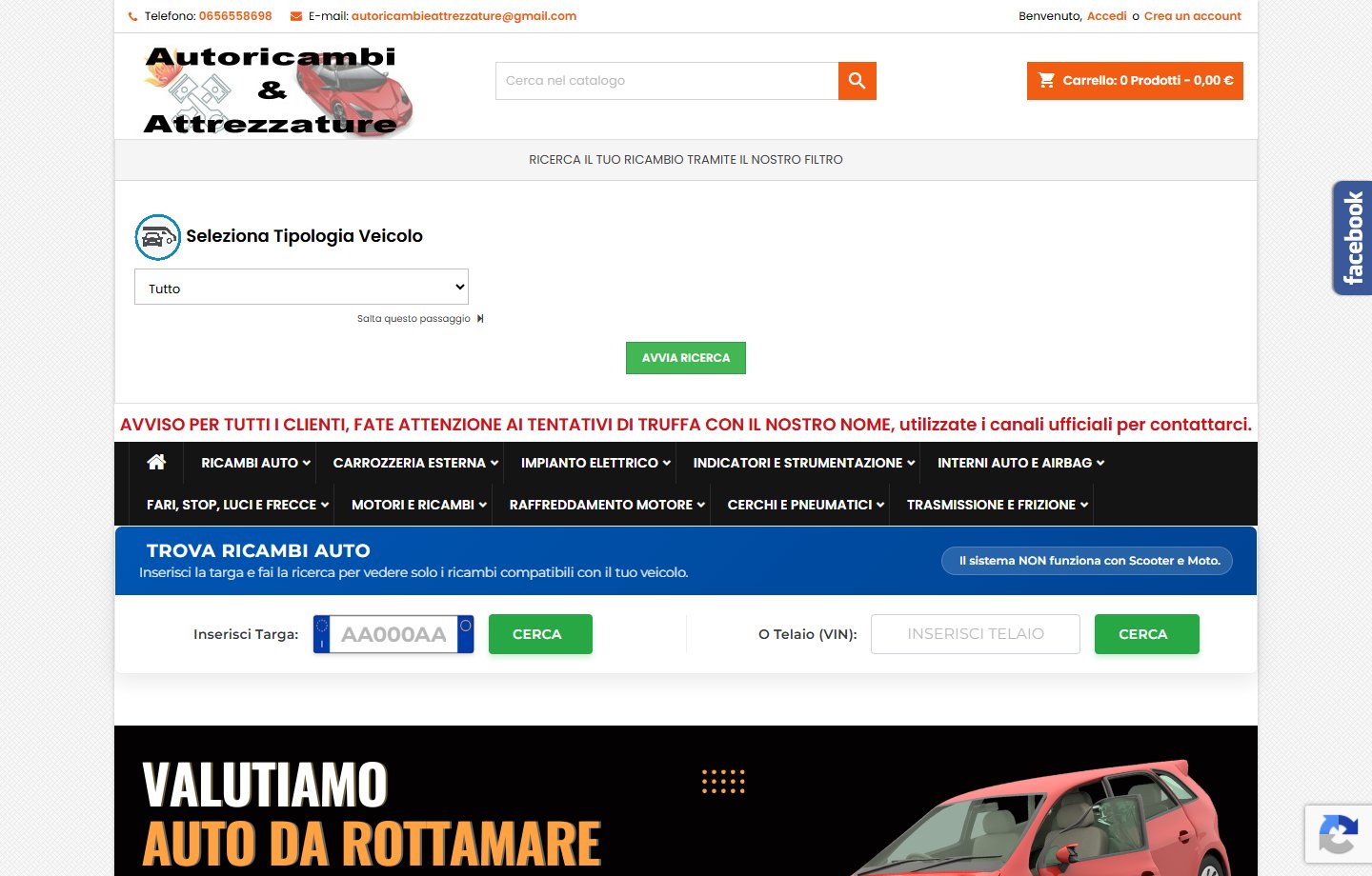 Sito web Autoricambi e Attrezzature
