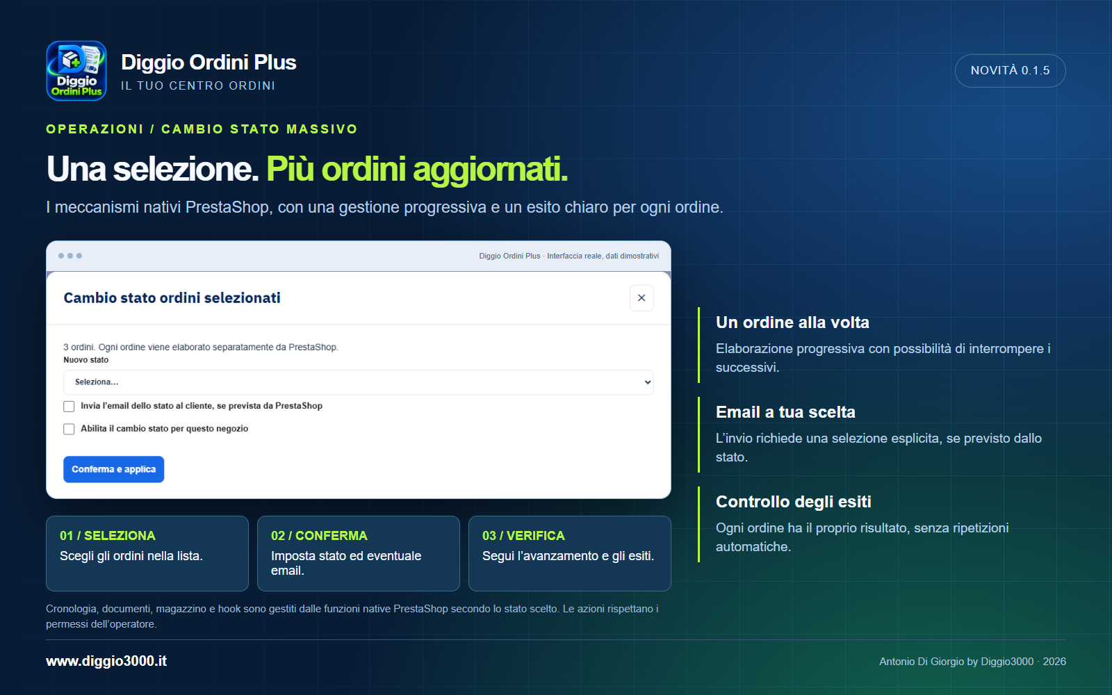 Cambio stato massivo progressivo tramite i meccanismi nativi PrestaShop